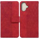 For iPhone 16 Plus Geometric Embossed Leather Phone Case(Red) - 1