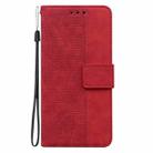 For iPhone 16 Plus Geometric Embossed Leather Phone Case(Red) - 3