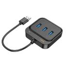 hoco HB35 4 in 1 USB to USB3.0x3+RJ45 Gigabit Ethernet Adapter, Cable Length:0.2m(Black) - 1