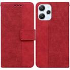 For Xiaomi Redmi 12 Geometric Embossed Leather Phone Case(Red) - 1