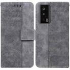 For Xiaomi Poco F5 Pro / Redmi K60 Geometric Embossed Leather Phone Case(Grey) - 1