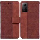 For Xiaomi Redmi Note 12S Geometric Embossed Leather Phone Case(Brown) - 1