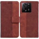 For Xiaomi 13T / 13T Pro / Redmi K60 Ultra Geometric Embossed Leather Phone Case(Brown) - 1