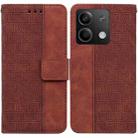 For Xiaomi Redmi Note 13 5G Geometric Embossed Leather Phone Case(Brown) - 1