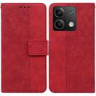 For Xiaomi Redmi Note 13 5G Geometric Embossed Leather Phone Case(Red) - 1