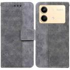 For Xiaomi Redmi Note 13R Pro Geometric Embossed Leather Phone Case(Grey) - 1