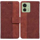 For Motorola Edge 40 Geometric Embossed Leather Phone Case(Brown) - 1