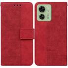 For Motorola Edge 40 Geometric Embossed Leather Phone Case(Red) - 1