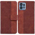 For Motorola Edge 40 Pro Geometric Embossed Leather Phone Case(Brown) - 1