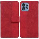 For Motorola Edge 40 Pro Geometric Embossed Leather Phone Case(Red) - 1