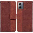 For Motorola Moto G14 Geometric Embossed Leather Phone Case(Brown) - 1