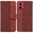 For Motorola Moto G84 Geometric Embossed Leather Phone Case(Brown) - 1