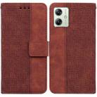 For Motorola Moto G54 Geometric Embossed Leather Phone Case(Brown) - 1