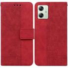 For Motorola Moto G54 Geometric Embossed Leather Phone Case(Red) - 1