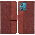 For Motorola Edge 40 Neo Geometric Embossed Leather Phone Case(Brown) - 1