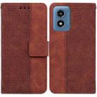 For Motorola Moto G Play 4G 2024 Geometric Embossed Leather Phone Case(Brown) - 1