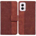 For Motorola Moto G Power 5G 2024 Geometric Embossed Leather Phone Case(Brown) - 1