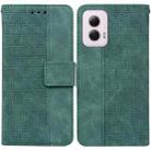 For Motorola Moto G Power 5G 2024 Geometric Embossed Leather Phone Case(Green) - 1