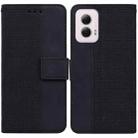 For Motorola Moto G Power 5G 2024 Geometric Embossed Leather Phone Case(Black) - 1