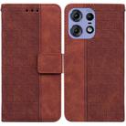 For Motorola Edge 50 Pro Geometric Embossed Leather Phone Case(Brown) - 1