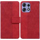 For Motorola Edge 50 Pro Geometric Embossed Leather Phone Case(Red) - 1