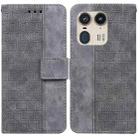 For Motorola Edge 50 Ultra Geometric Embossed Leather Phone Case(Grey) - 1