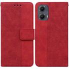 For Motorola Edge 2024 Geometric Embossed Leather Phone Case(Red) - 1