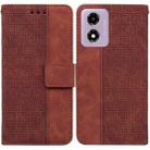 For Motorola Moto G04s / Moto E14 Geometric Embossed Leather Phone Case(Brown) - 1