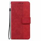 For Motorola Moto G04s / Moto E14 Geometric Embossed Leather Phone Case(Red) - 3