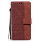 For Motorola Moto G85 Geometric Embossed Leather Phone Case(Brown) - 3