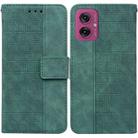 For Motorola Moto G55 Geometric Embossed Leather Phone Case(Green) - 1