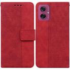 For Motorola Moto G55 Geometric Embossed Leather Phone Case(Red) - 1