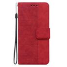 For Motorola Moto G55 Geometric Embossed Leather Phone Case(Red) - 3