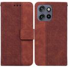 For Motorola Edge 50 Neo 5G Global Geometric Embossed Leather Phone Case(Brown) - 1