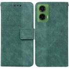 For Motorola Moto G35 Geometric Embossed Leather Phone Case(Green) - 1