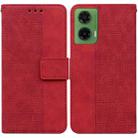 For Motorola Moto G35 Geometric Embossed Leather Phone Case(Red) - 1