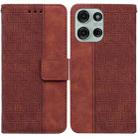 For Motorola Moto G75 5G Geometric Embossed Leather Phone Case(Brown) - 1