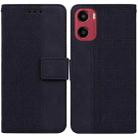 For Motorola Moto G05 / E15 Geometric Embossed Leather Phone Case(Black) - 1