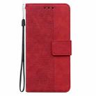 For Motorola Moto G05 / E15 Geometric Embossed Leather Phone Case(Red) - 3