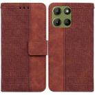 For Motorola Moto G15 Geometric Embossed Leather Phone Case(Brown) - 1