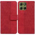 For Motorola Moto G15 Geometric Embossed Leather Phone Case(Red) - 1