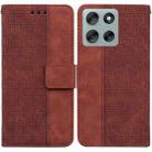 For Motorola Moto G56 5G / G66j 5G / G66y 5G Geometric Embossed Leather Phone Case(Brown) - 1