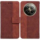 For Realme 12 Pro+ Global Geometric Embossed Leather Phone Case(Brown) - 1