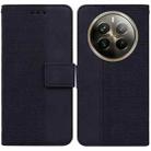 For Realme 12 Pro+ Global Geometric Embossed Leather Phone Case(Black) - 1