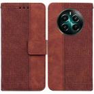 For Realme 12+ Geometric Embossed Leather Phone Case(Brown) - 1