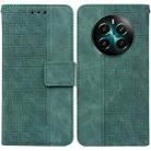 For Realme 12+ Geometric Embossed Leather Phone Case(Green) - 1