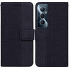 For Realme C65 4G Geometric Embossed Leather Phone Case(Black) - 1