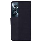 For Realme C65 4G Geometric Embossed Leather Phone Case(Black) - 3