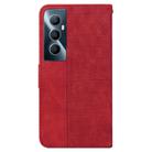 For Realme C65 4G Geometric Embossed Leather Phone Case(Red) - 3