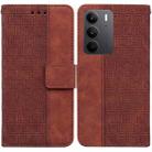 For Realme C75 Geometric Embossed Leather Phone Case(Brown) - 1